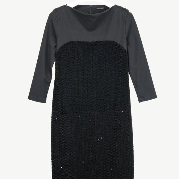 Annette Gortz AW/14 Siri Black Velvet-Sequin 3/4 Sleeve Dress - Picture 2 of 11